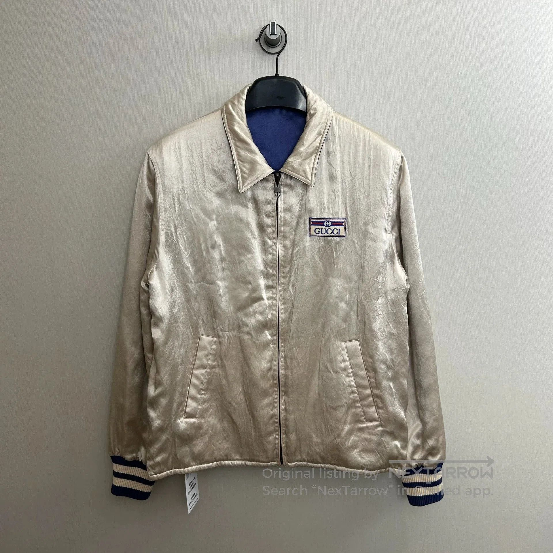 Gucci blue silk reversible jacket by Gucci. Size US M / EU 48-50 / 2 - 3 Thumbnail