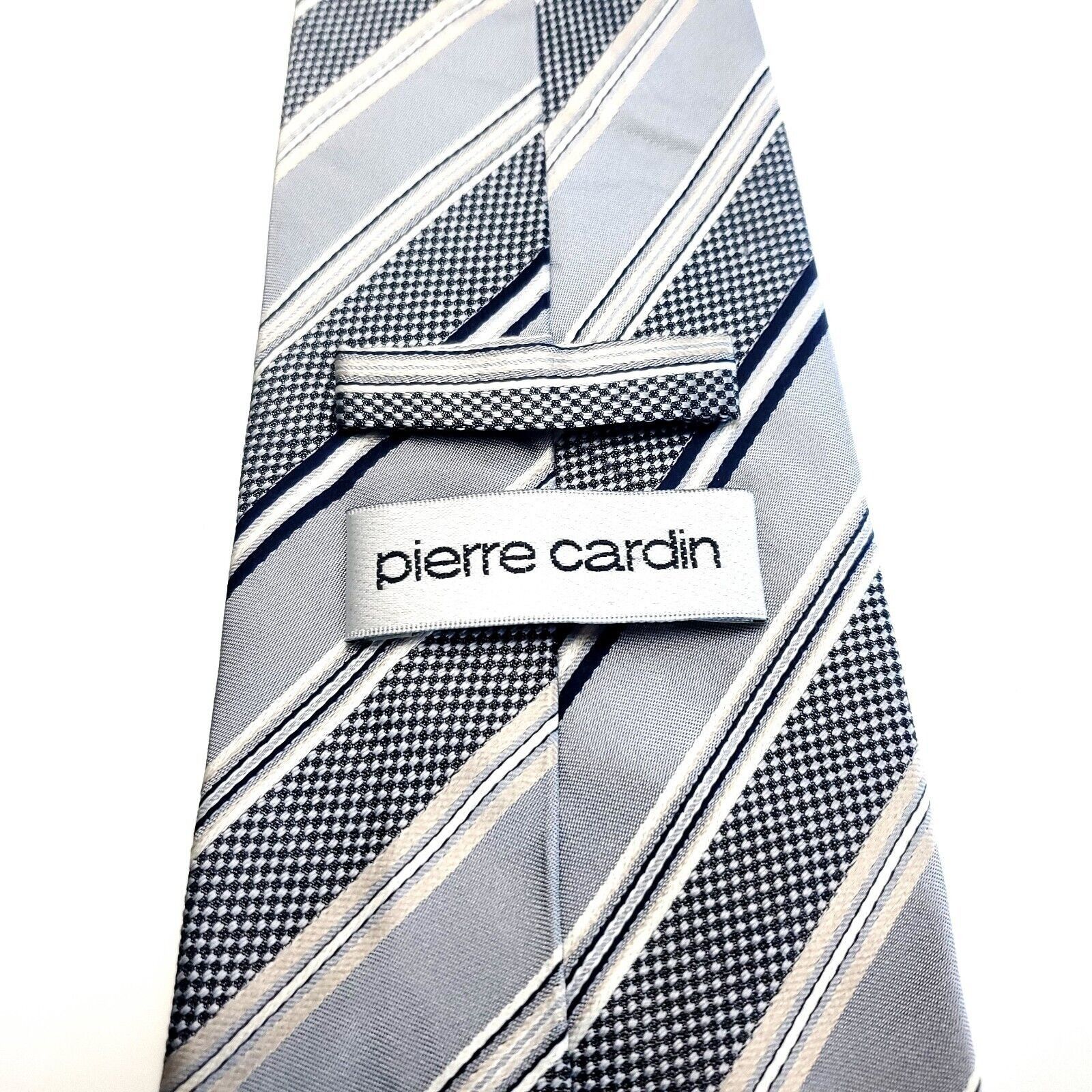 Pierre Cardin Pierre Cardin Silk Tie Gray Striped Woven Wide Size ONE SIZE - 4 Thumbnail