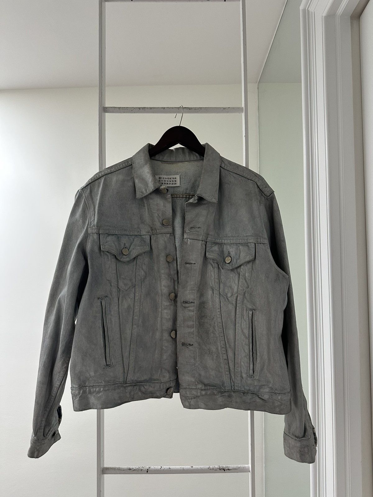 Maison Margiela 1999 Silver Painted Denim Jacket Size US L / EU 52-54 / 3 - 1 Thumbnail