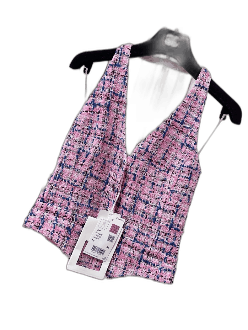 Chanel Chanel 23P Pink Blue Plaid Halter Top Size M / US 6-8 / IT 42-44 - 1 Thumbnail