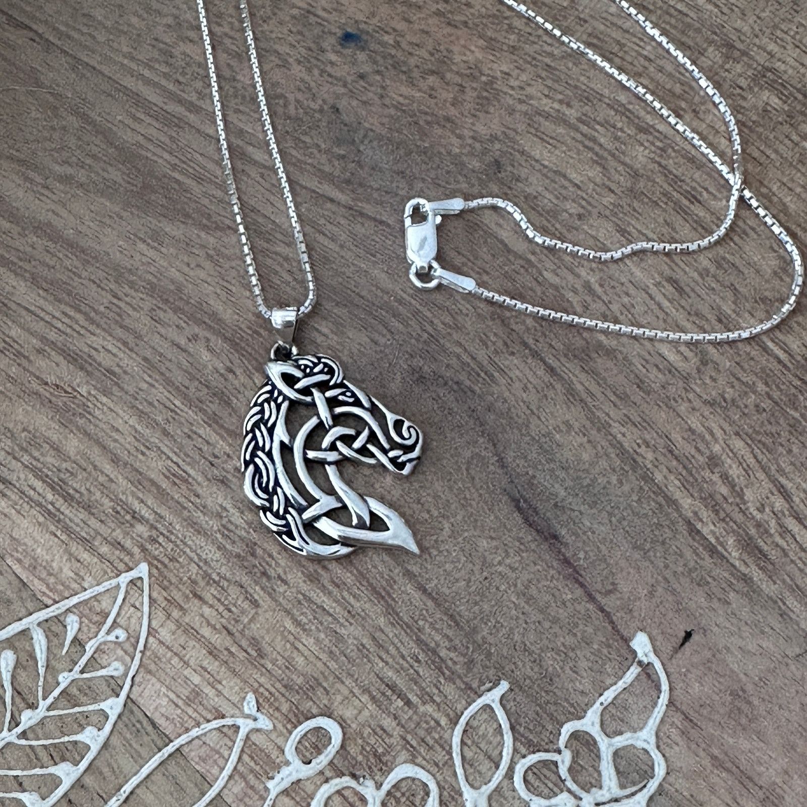 The Unbranded Brand Sterling Silver Celtic Horse Pendant Necklace-18" Box Chain Size ONE SIZE - 11 Thumbnail