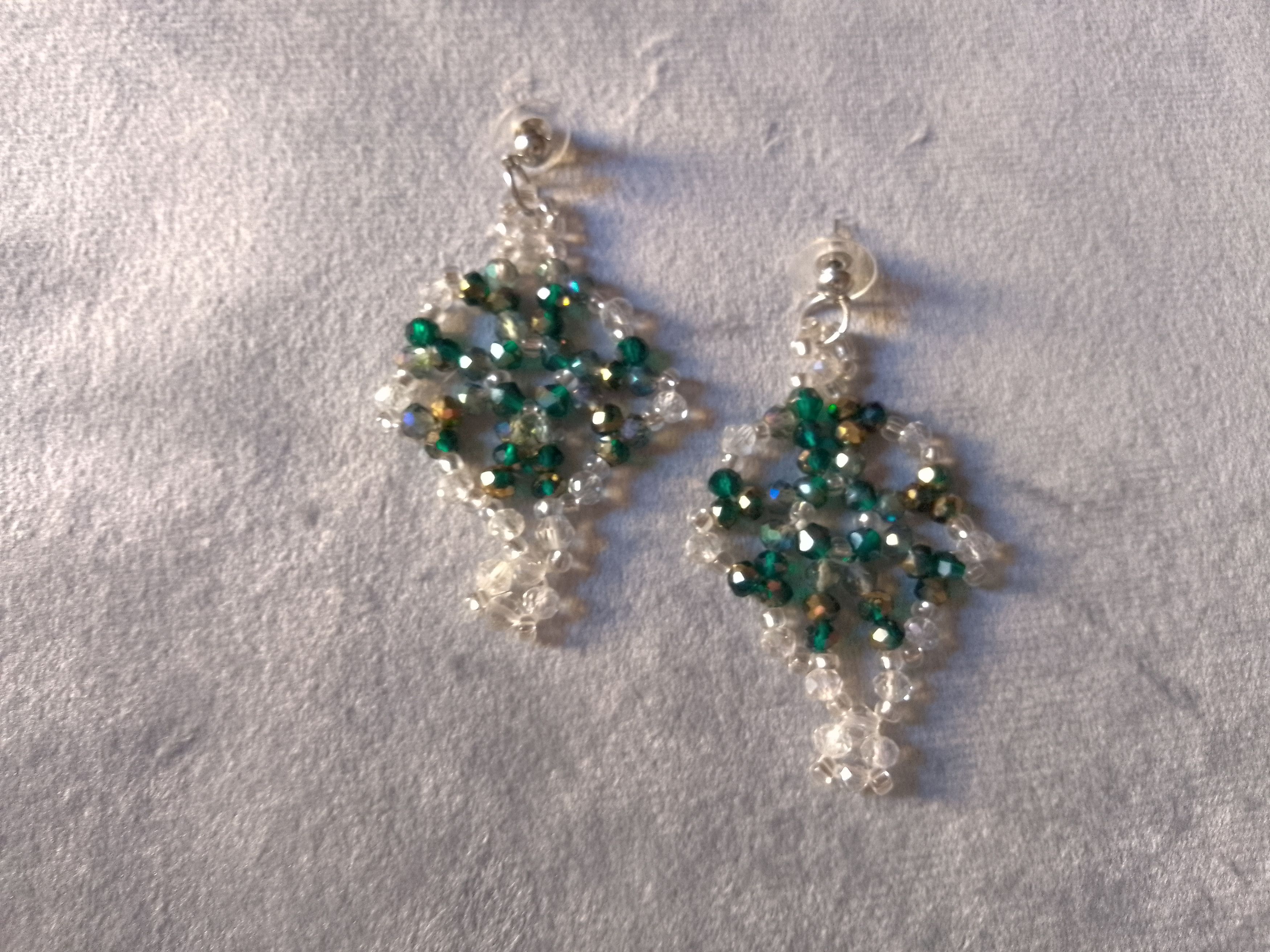 Handmade Necklace Long Green Crystal White Gemstones Earrings Size ONE SIZE - 12 Thumbnail