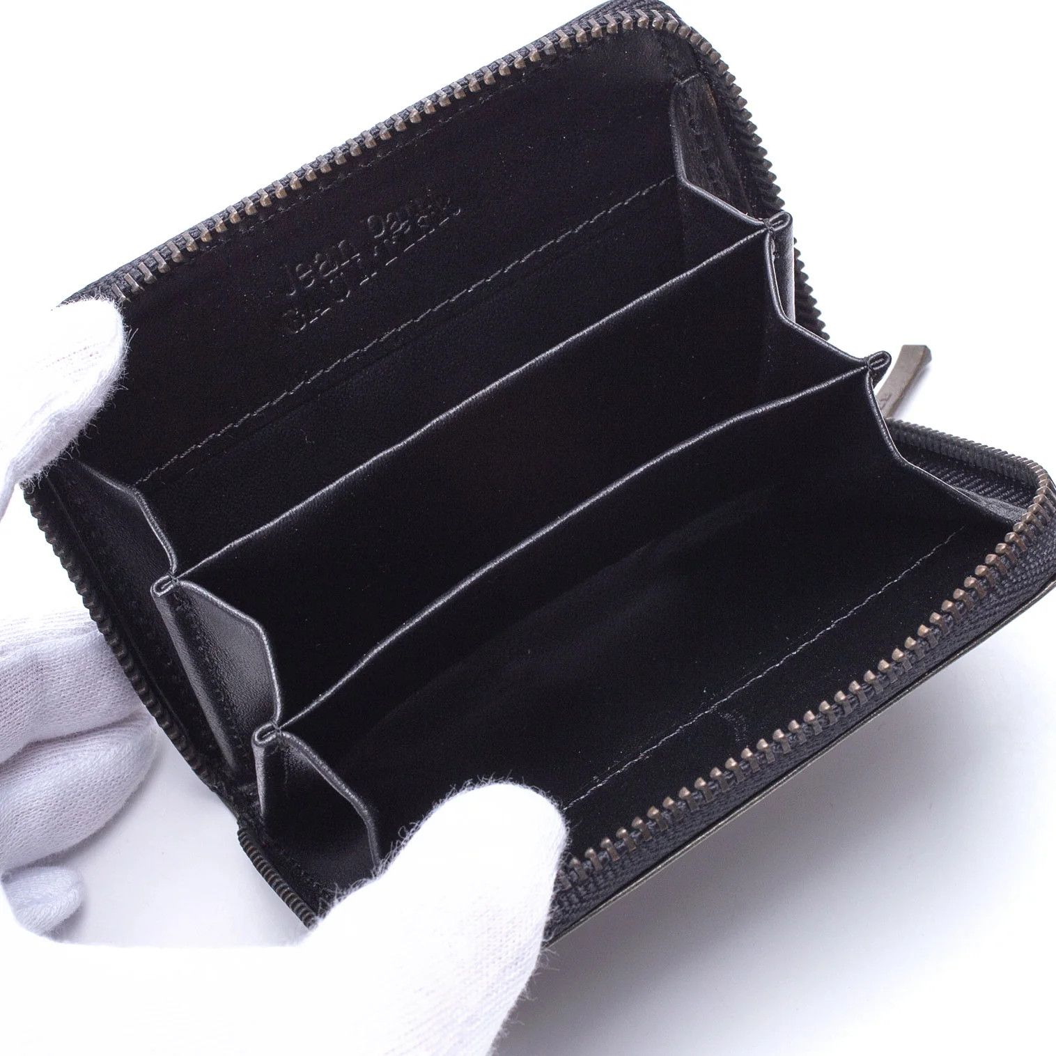 Jean Paul Gaultier Embossed Logo Zip Coin Case in Charcoal Size ONE SIZE - 7 Thumbnail