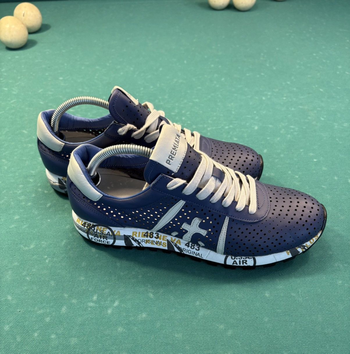 Premiata PREMIATA Lucy Lacer Men's Blue Perforated Leather Sneakers Size US 8 / EU 41 - 5 Thumbnail