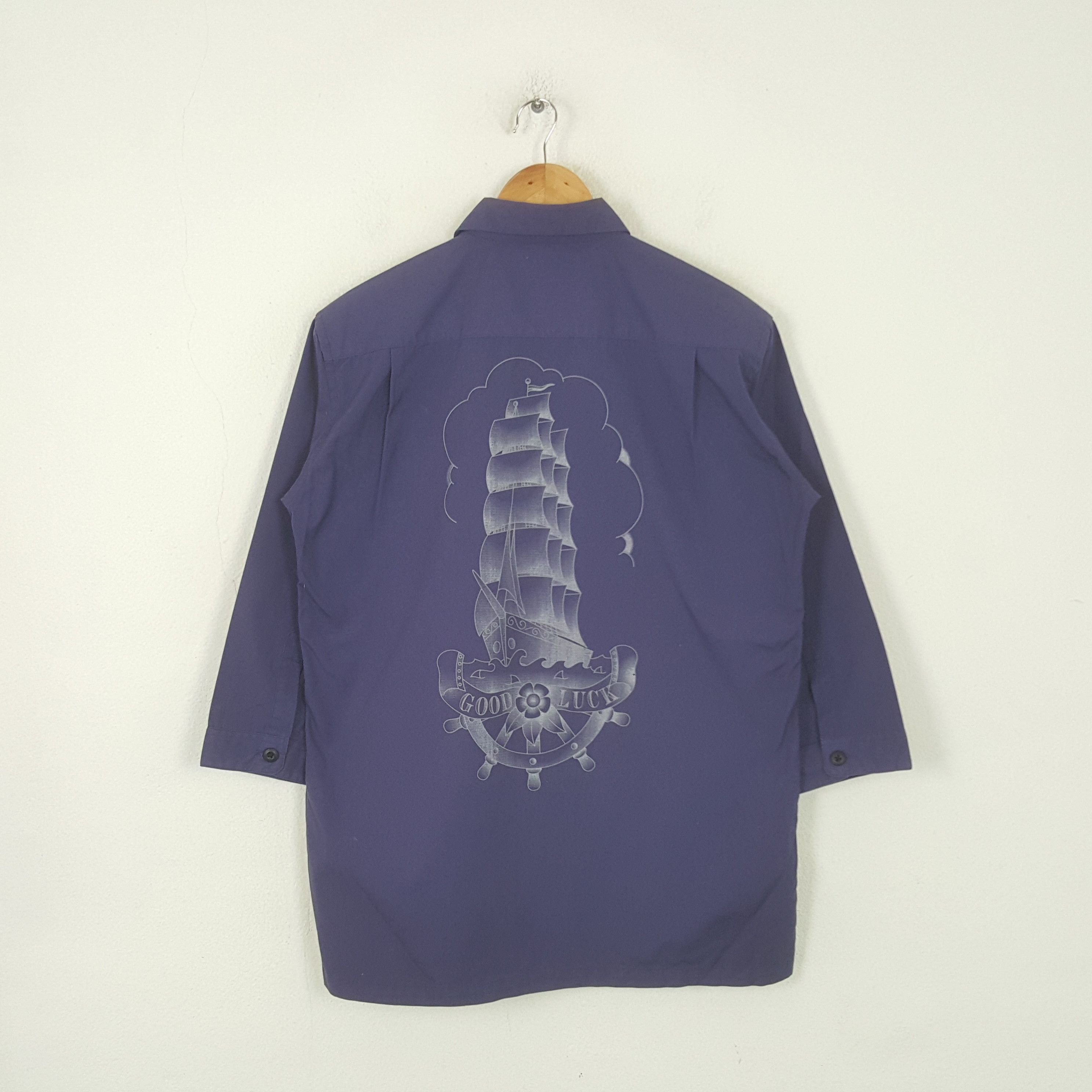 Japanese Brand Vintage Good Luck Japanese Pirates Art Shirt Button Up RR7 Size US M / EU 48-50 / 2 - 1 Thumbnail