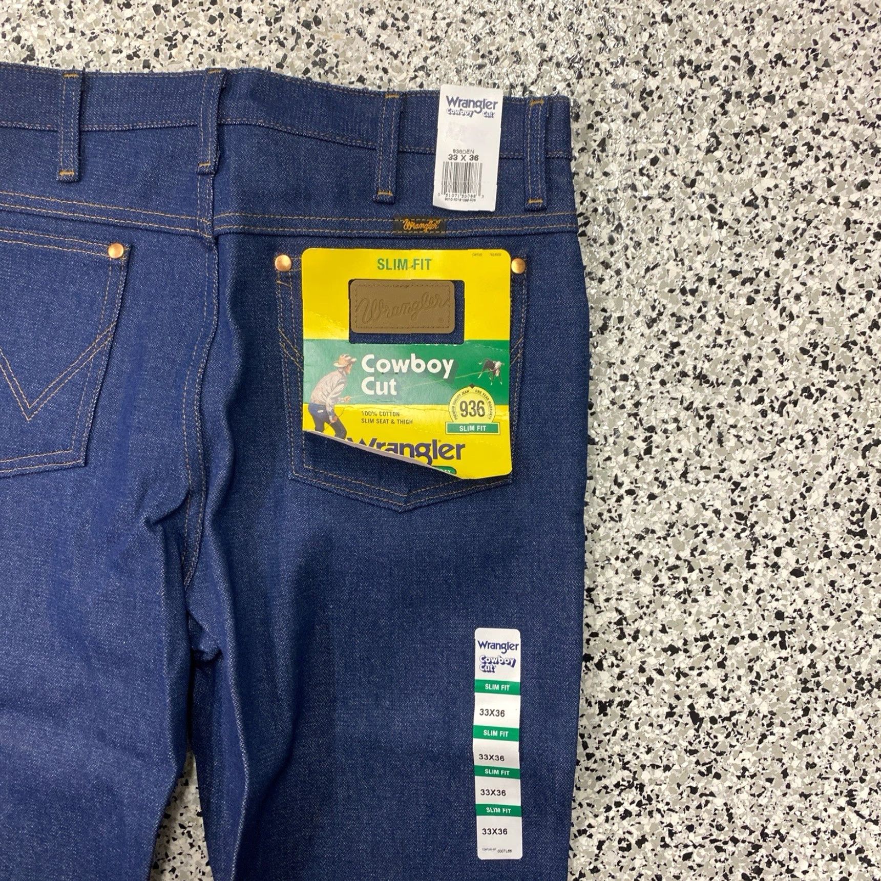 Wrangler WRANGLER Cowboy Cut Jeans 936 Slim Fit 33x36 Blue Denim 100% Cotton NWT NEW Men Wrangler Cowboy Cut Slim Jeans 33x36 Blue Size US 33 - 3 Thumbnail