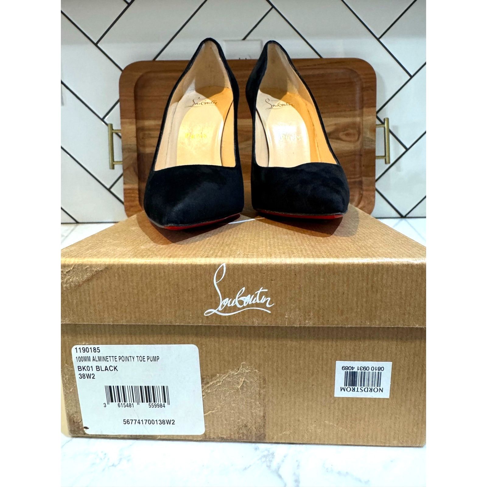 Christian Louboutin Christian Louboutin Alminette black suede 100MM pump Size US 7.5 / IT 37.5 - 3 Thumbnail
