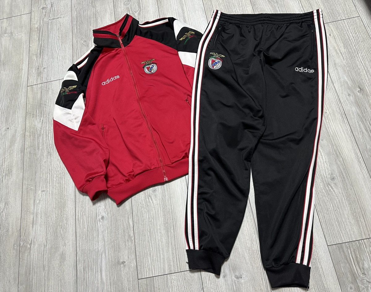 Adidas Vtg 90s ADIDAS Sport Lisboa BENFICA Track Suit Jacket Pants Size US M / EU 48-50 / 2 - 1 Thumbnail