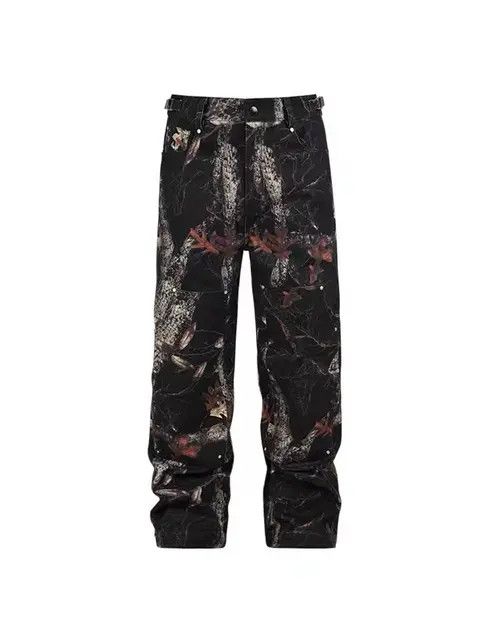 VIBE Vintage leaf camouflage logging studded trousers Size US 32 / EU 48 - 8 Thumbnail