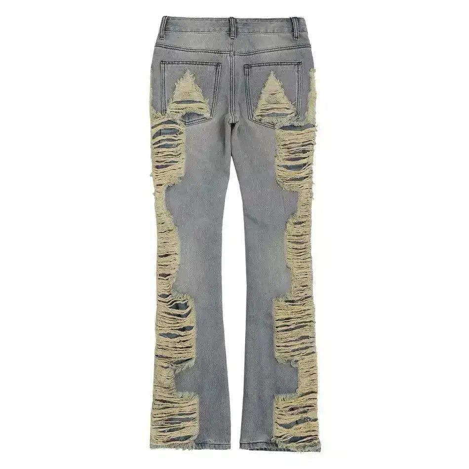 Japanese Brand Hip hop damaged ripped faded flared hole jeans Size US 30 / EU 46 - 6 Thumbnail