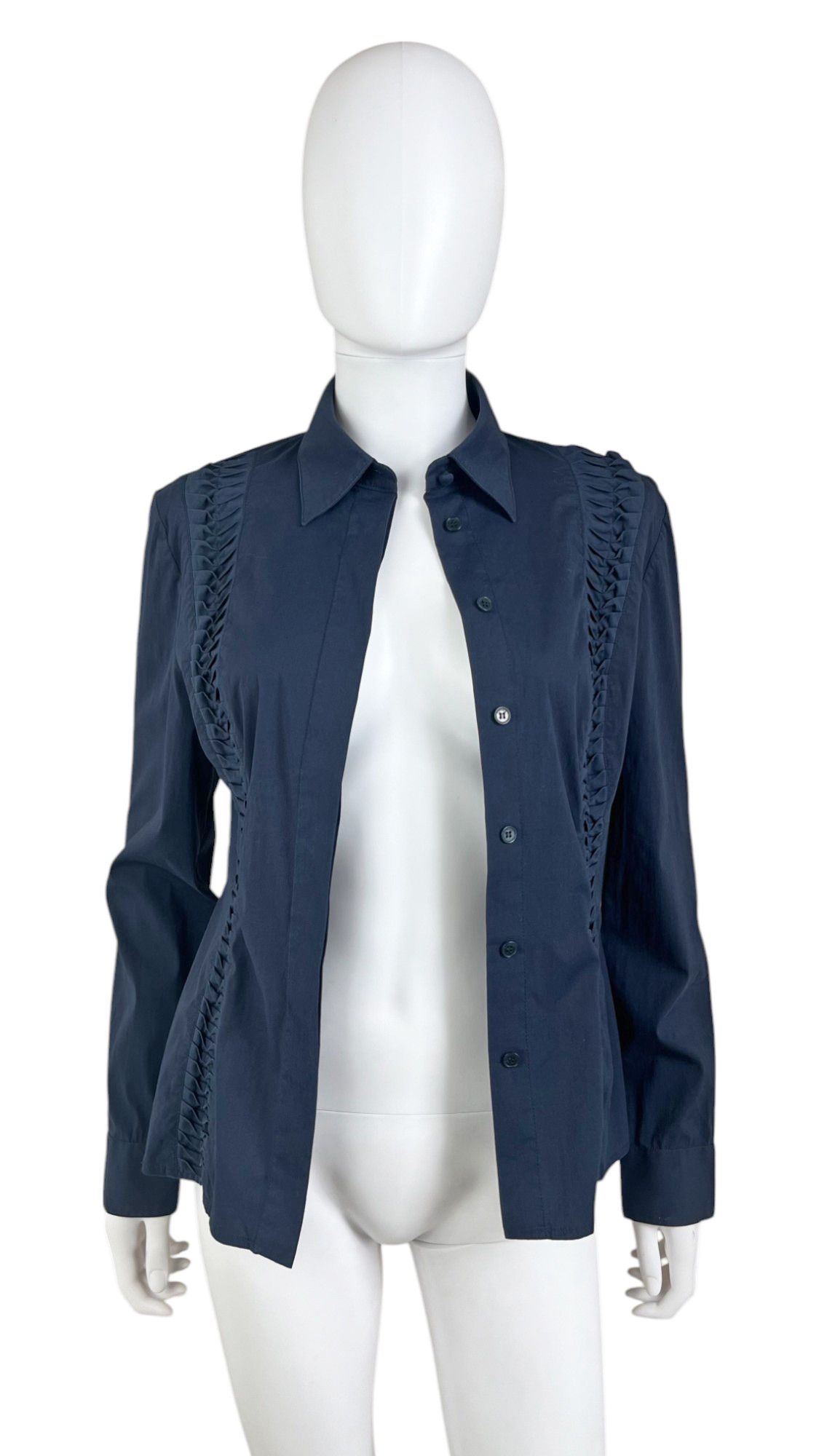 Versace by Donatella Blue Ruffle Shirt Size M / US 6-8 / IT 42-44 - 4 Thumbnail