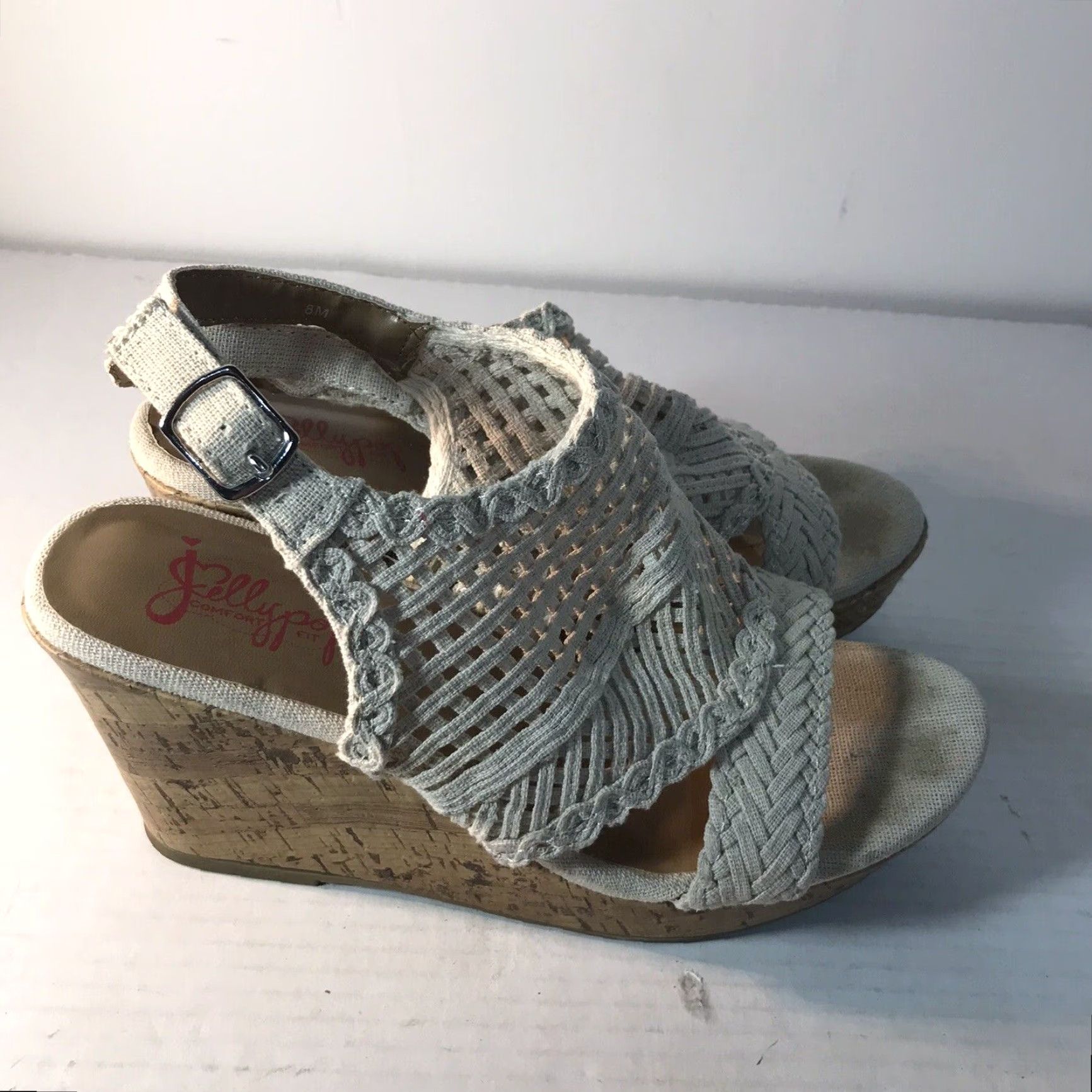 Vintage Jellypop Beige Wedge Heels Womens Size 8M Open Toe Slingback 3.5in High Heel Casual Clubwear Size US 8 / IT 38 - 3 Thumbnail