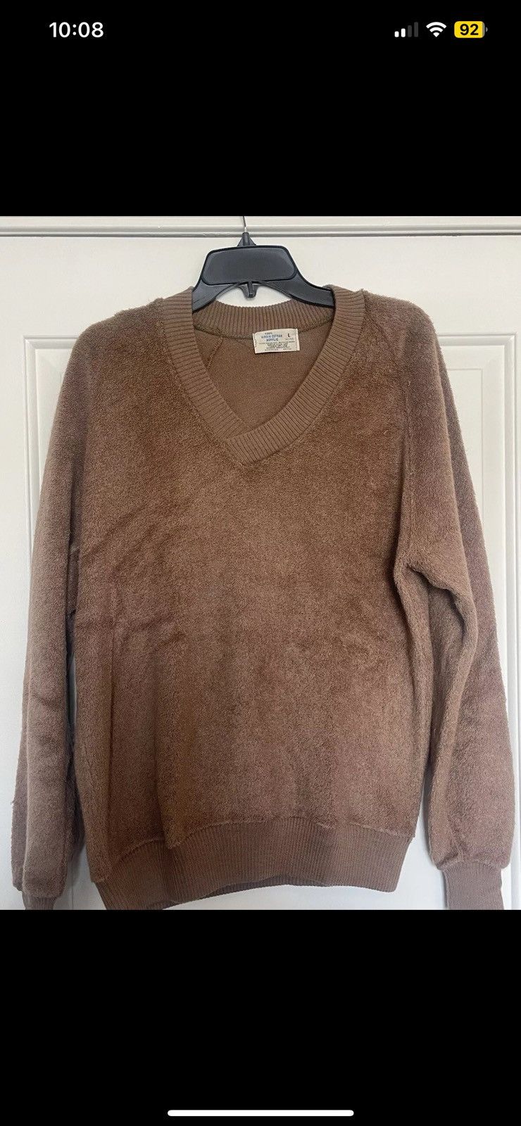 Vintage VTG Sweater Terry Cloth V Neck Mens Sweater Tan Brown Size Size US L / EU 52-54 / 3 - 2 Thumbnail