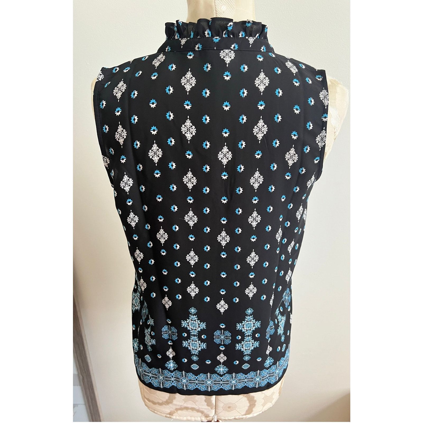 Ann Taylor Ann Taylor Womens Sheer Printed Sleeveless Blouse Petite XS Size XS / US 0-2 / IT 36-38 - 4 Thumbnail
