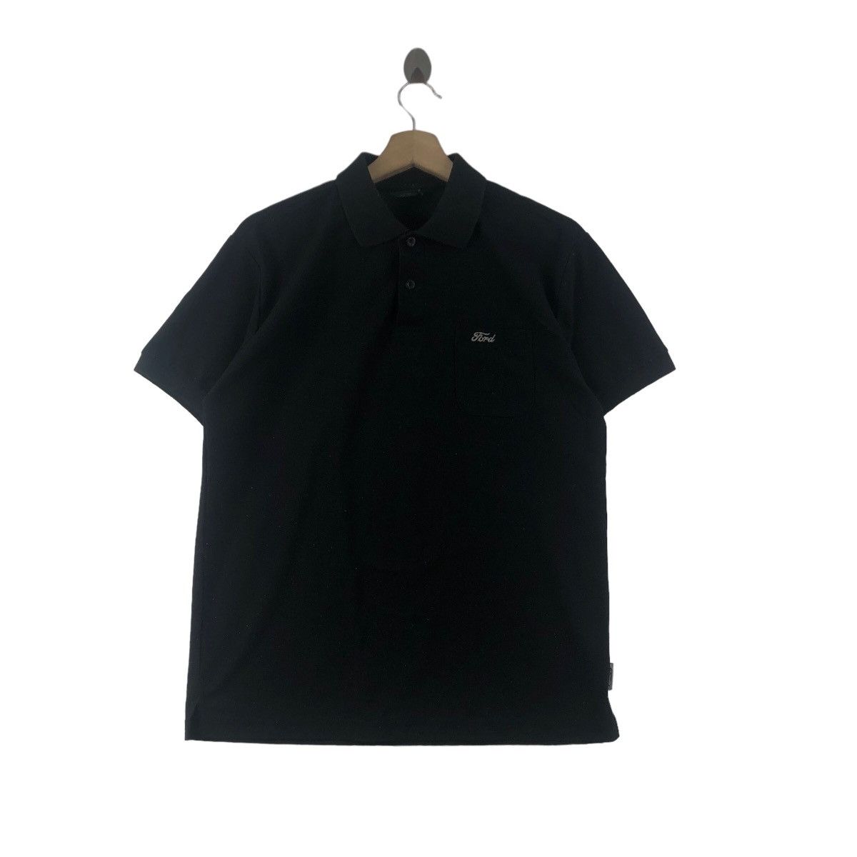 Vintage FORD MOTOR RACING Team Plain Polo Tee Shirt Embossed