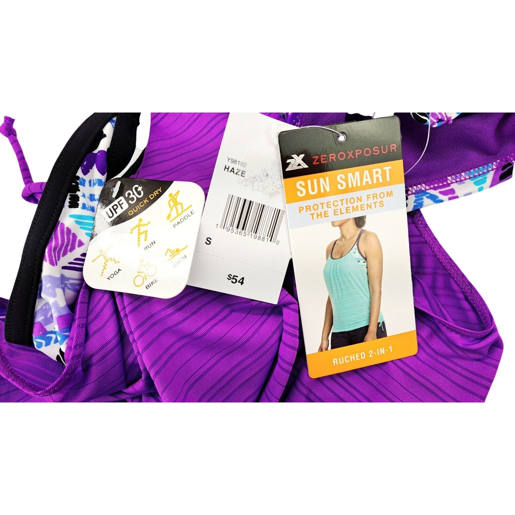 ZeroXposur ZeroXposur Women Ruched 2-In-1 Tankini Top Adjustable Straps Size S / US 4 / IT 40 - 5 Thumbnail