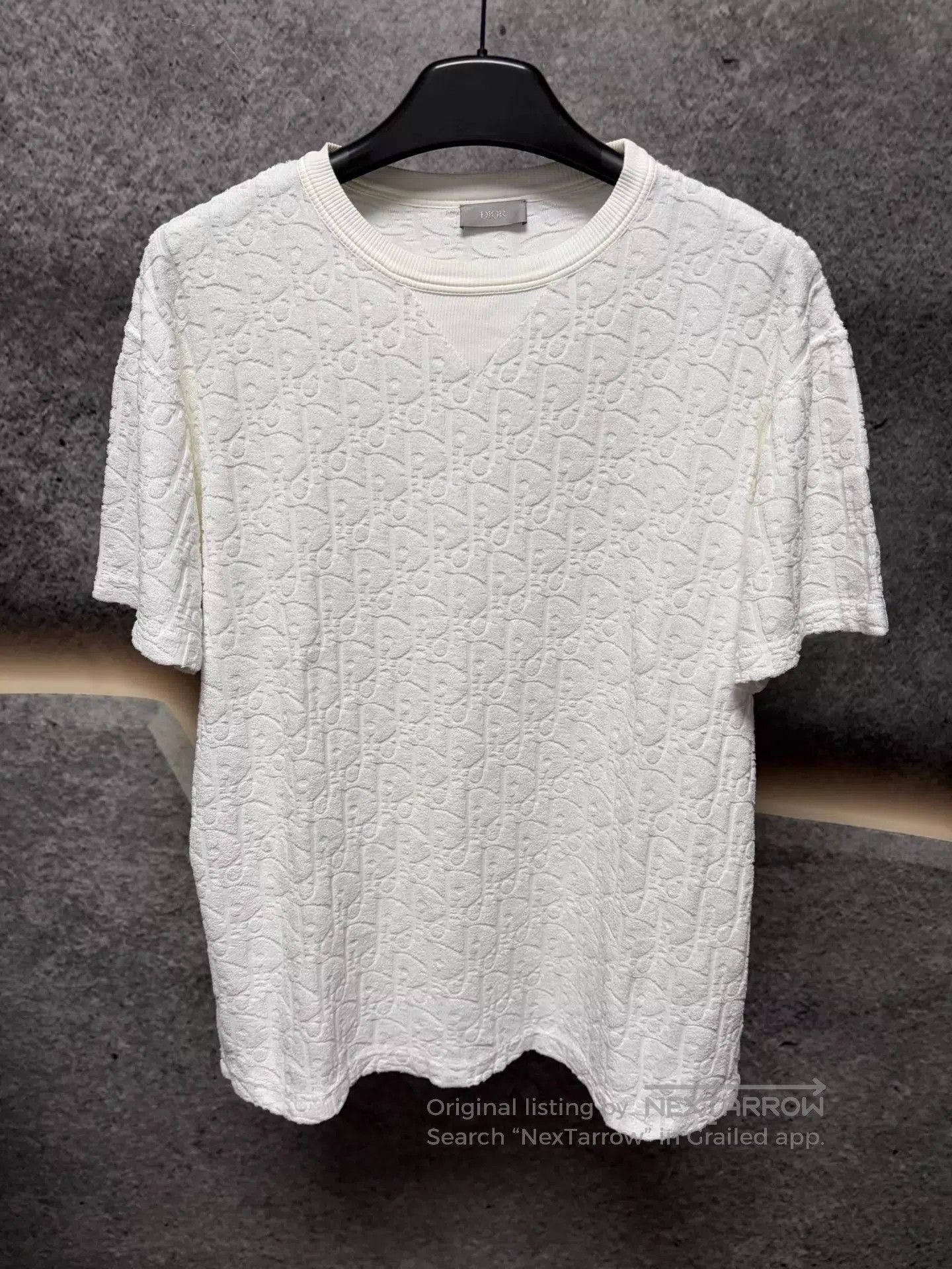 Dior White Short Sleeve Textured Pattern T-Shirt. Size US S / EU 44-46 / 1 - 1 Thumbnail