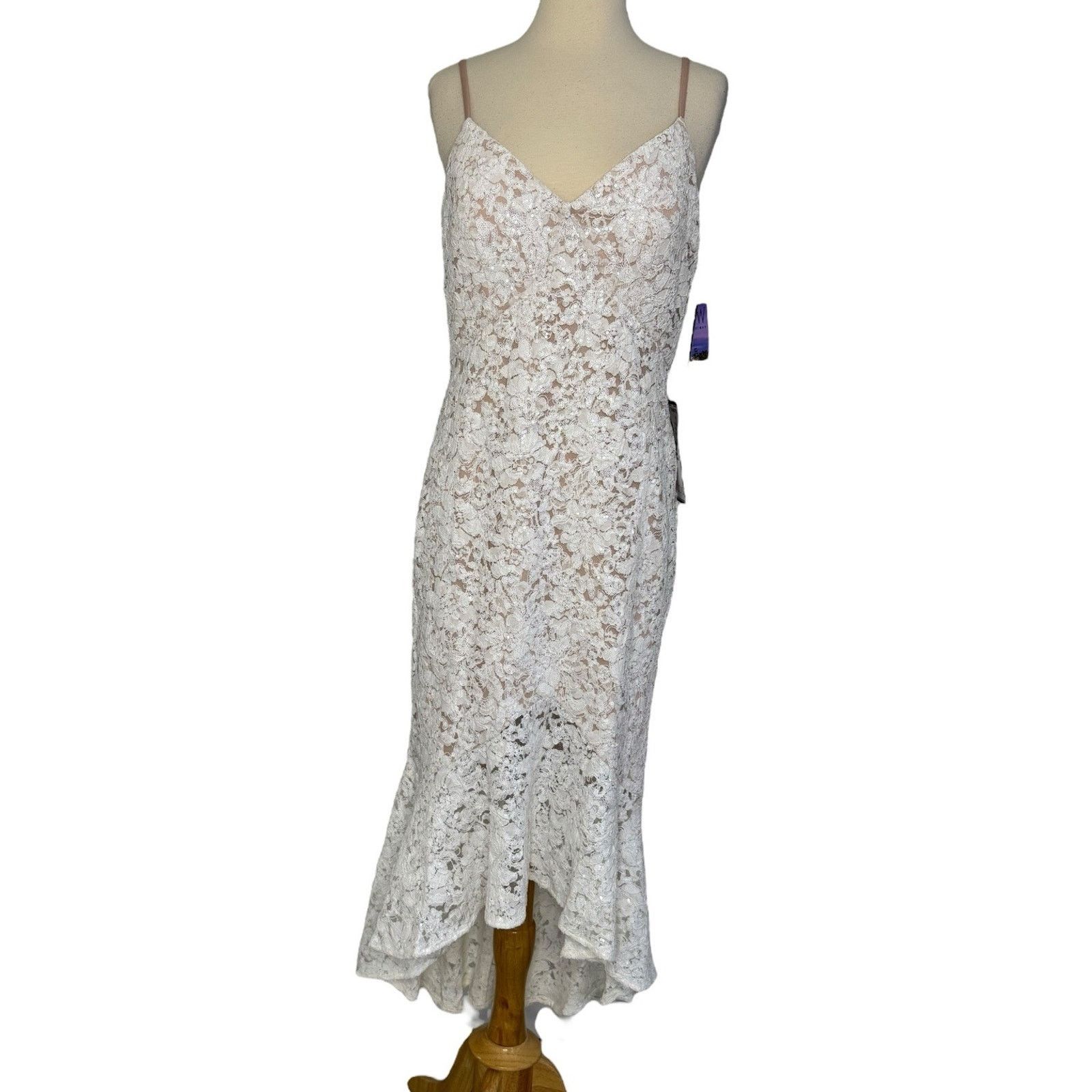 Other NIGHTWAY Mermaid High-Low Flounce Hem Lace Dress Sequin 10 Size M / US 6-8 / IT 42-44 - 4 Thumbnail