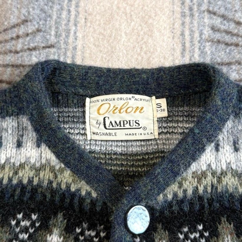 Vintage VINTAGE Campus Cardigan Shirt Mens Small 60s 70s Green Knit Long Sleeve Button Up By Campus Size US S / EU 44-46 / 1 - 3 Thumbnail