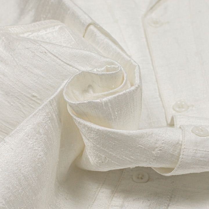Monitaly - SS 50s Milano relaxed shirt in pearl dupioni silk