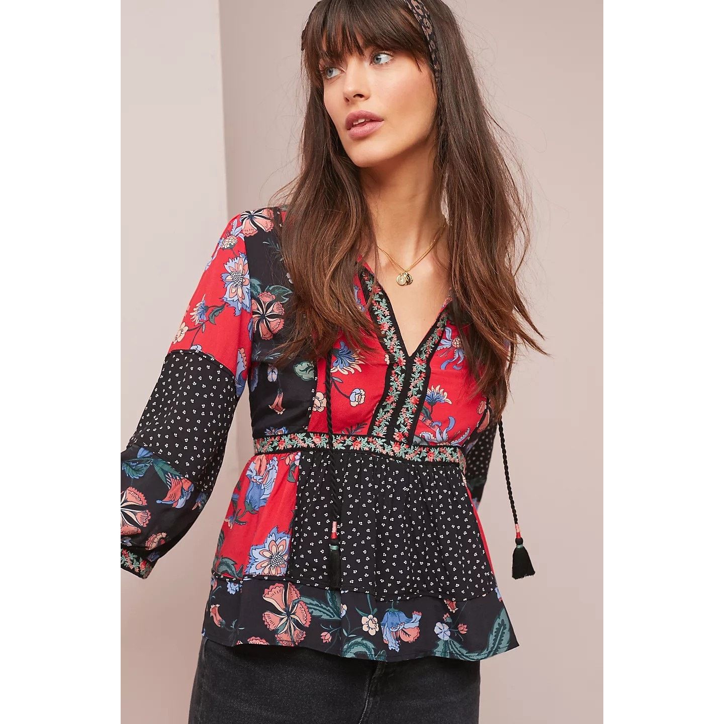 Anthropologie New Anthropologie Naomi Patchwork Peasant Top by Love Sam Size S / US 4 / IT 40 - 1 Thumbnail