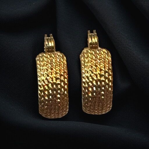 Monet Vintage Monet textured gold tone thick hoop clip on earrings Size ONE SIZE - 2 Thumbnail
