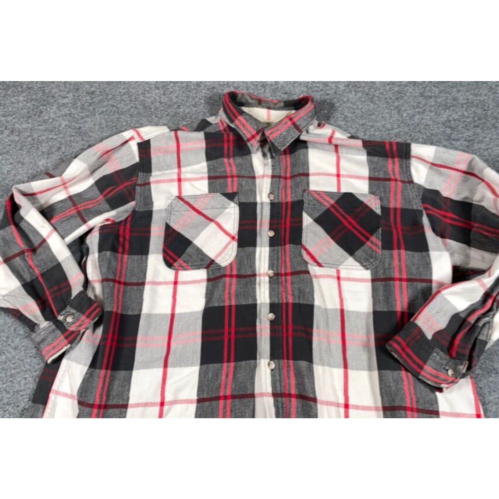 Vintage VINTAGE St. John's Bay Heavyweight Flannel Shirt Adult 2XL Long Sleeve Collared Casual Workwear Gray Red Black Plaid 90s Grunge Mens Size US XXL / EU 58 / 5 - 8 Thumbnail