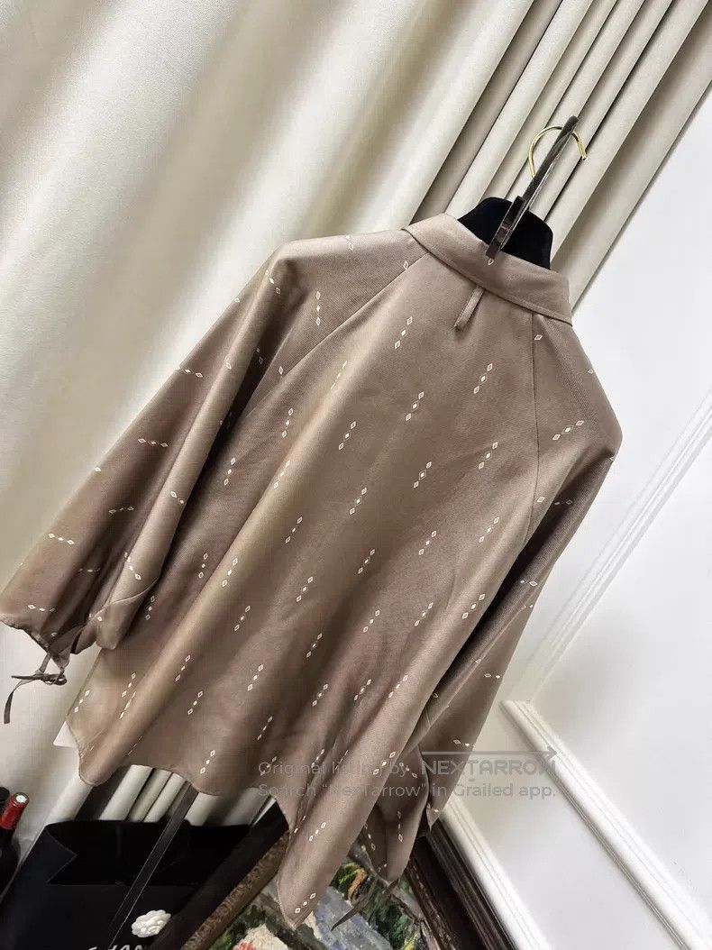 Hermes Hermes Brown Printed Long Sleeve Silk Shirt Jacket Size S / US 4 / IT 40 - 2 Thumbnail