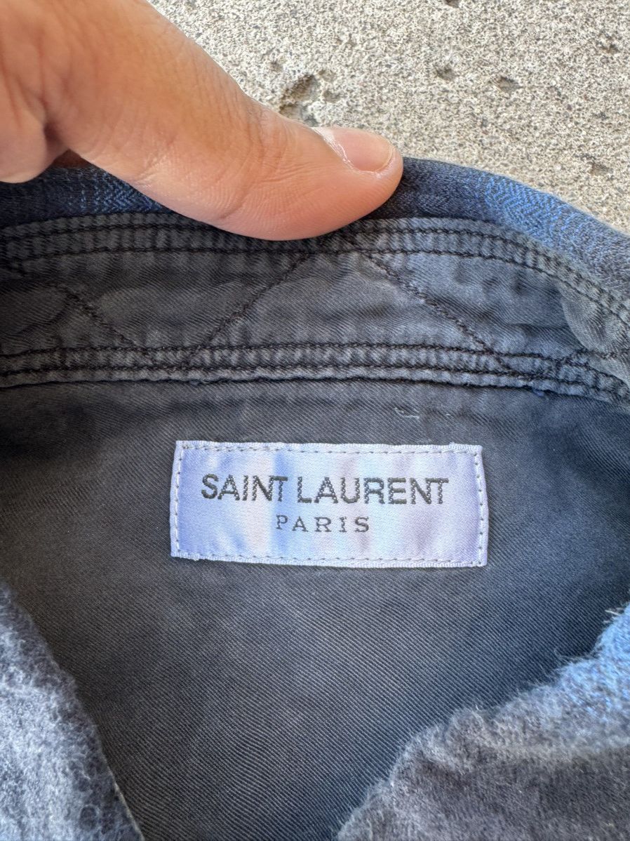 Saint Laurent Paris Saint Laurent Paris Blue Plaid Button Up Shirt Size US XL / EU 56 / 4 - 2 Thumbnail