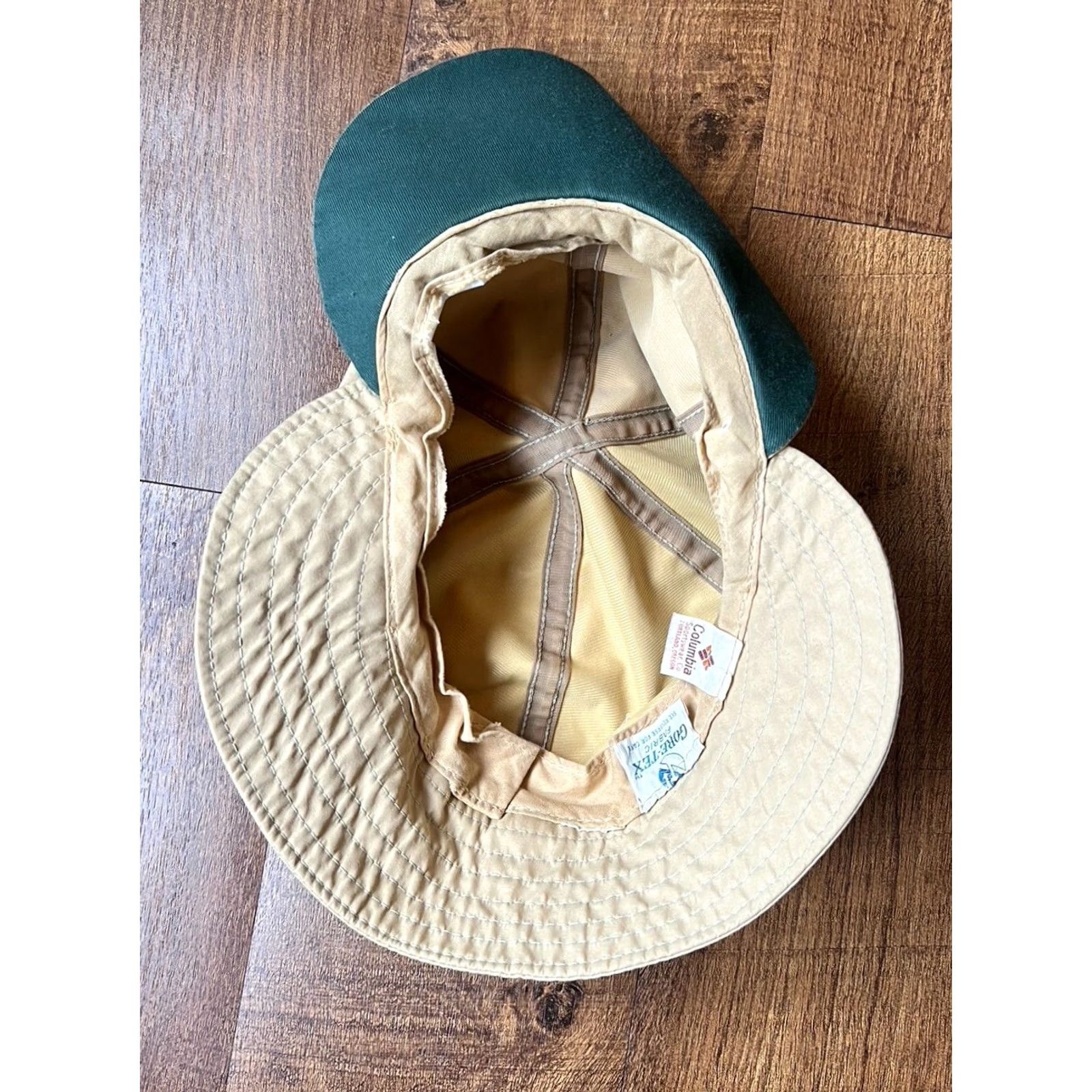 Vintage VINTAGE Columbia Fishing Hat Mens Beige Long Bill Gore-Tex USA Hat Mens One Size Beige USA Trapper Hat Size ONE SIZE - 7 Thumbnail
