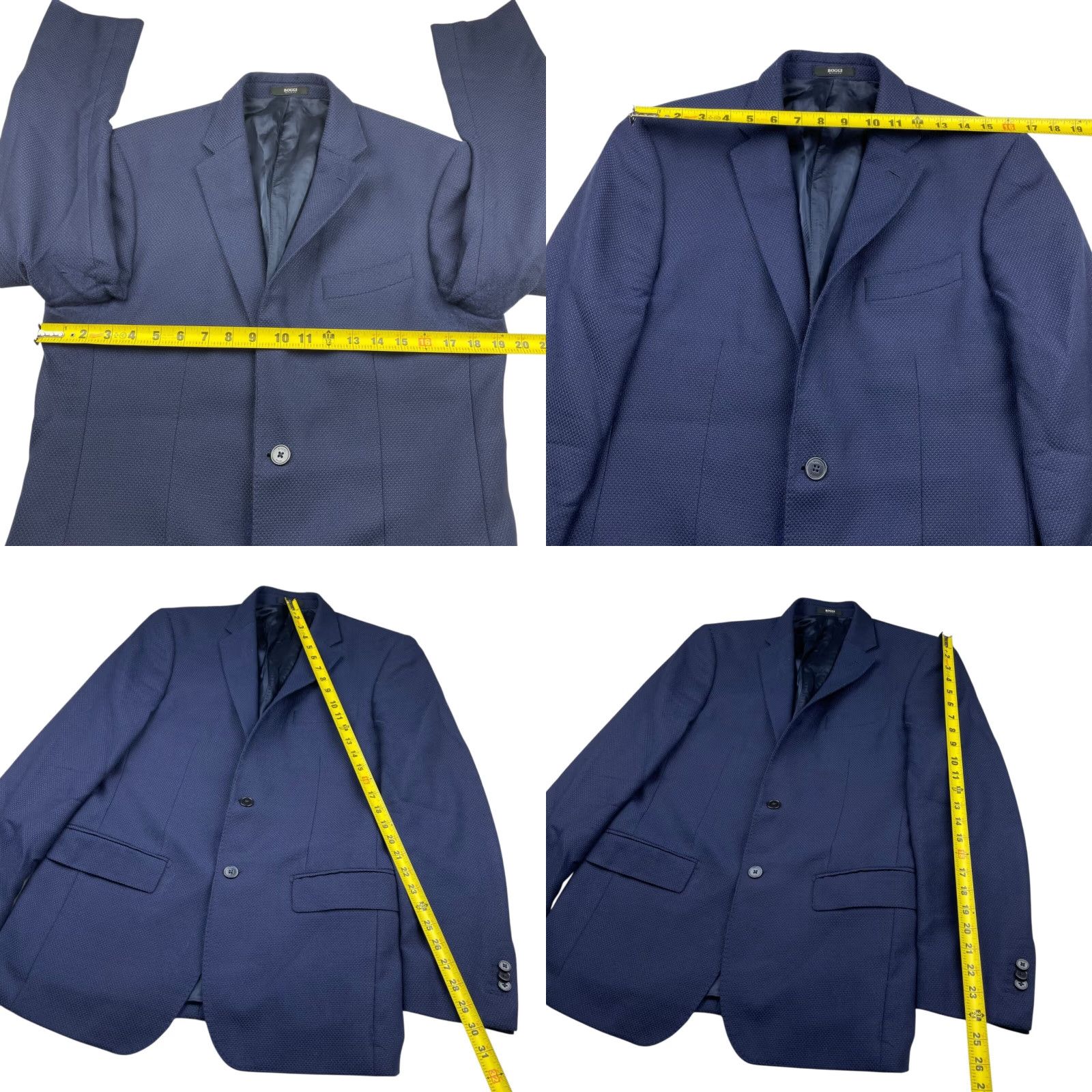 Vintage Boggi Milano Men’s Blazer Navy Blue 2-Button Slim Fit Wool 40R US 50 EU Italy Blazer Notch Lapel Single-Breasted Jacket (Regular) Mens Size 40R - 8 Thumbnail