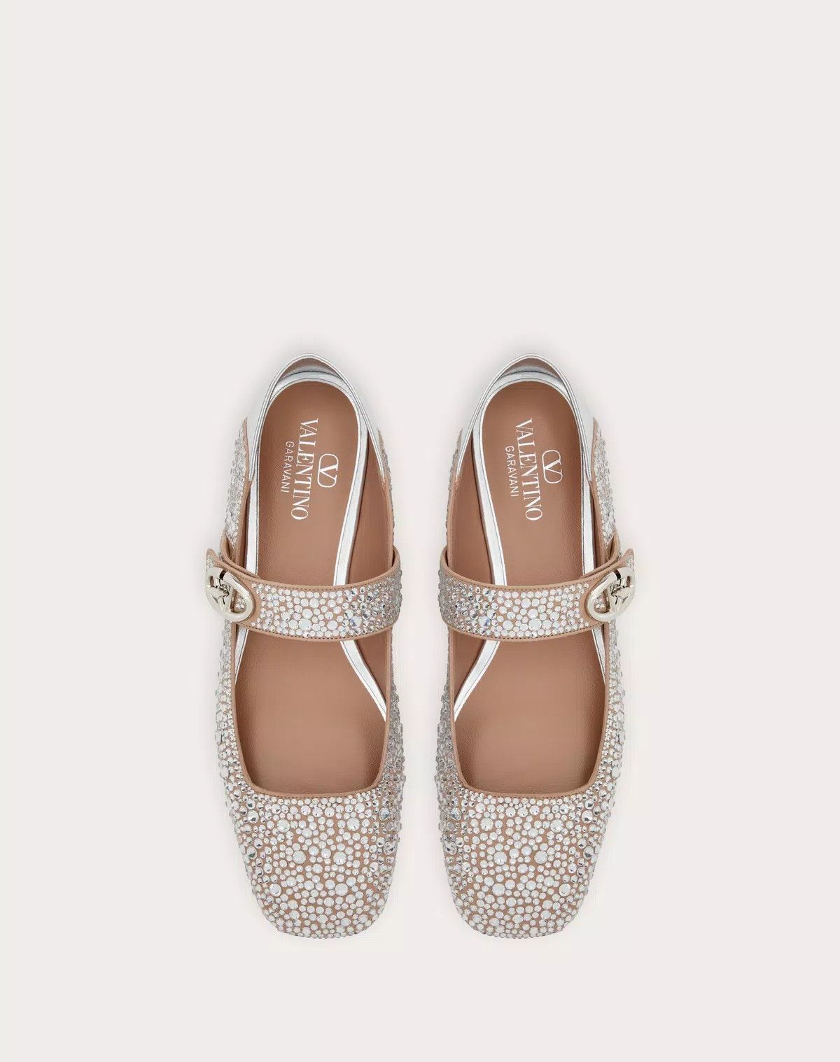 Valentino o1s1wg110625 Vlogo Locker Mary Jane Ballerina in Silver Size US 6 / IT 36 - 4 Thumbnail