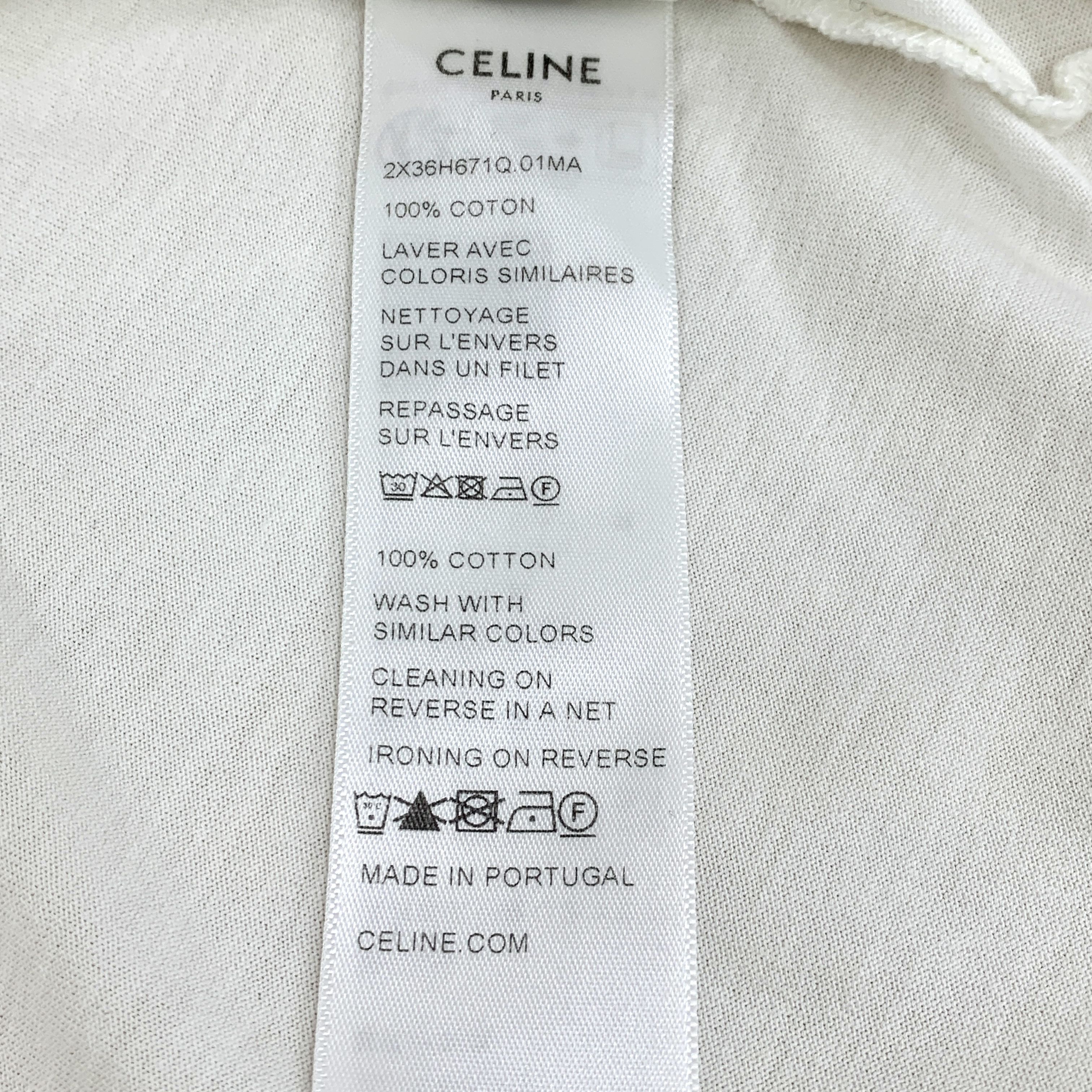 Celine White 3D Logo Print Cotton Crewneck T-Shirt (Size S)