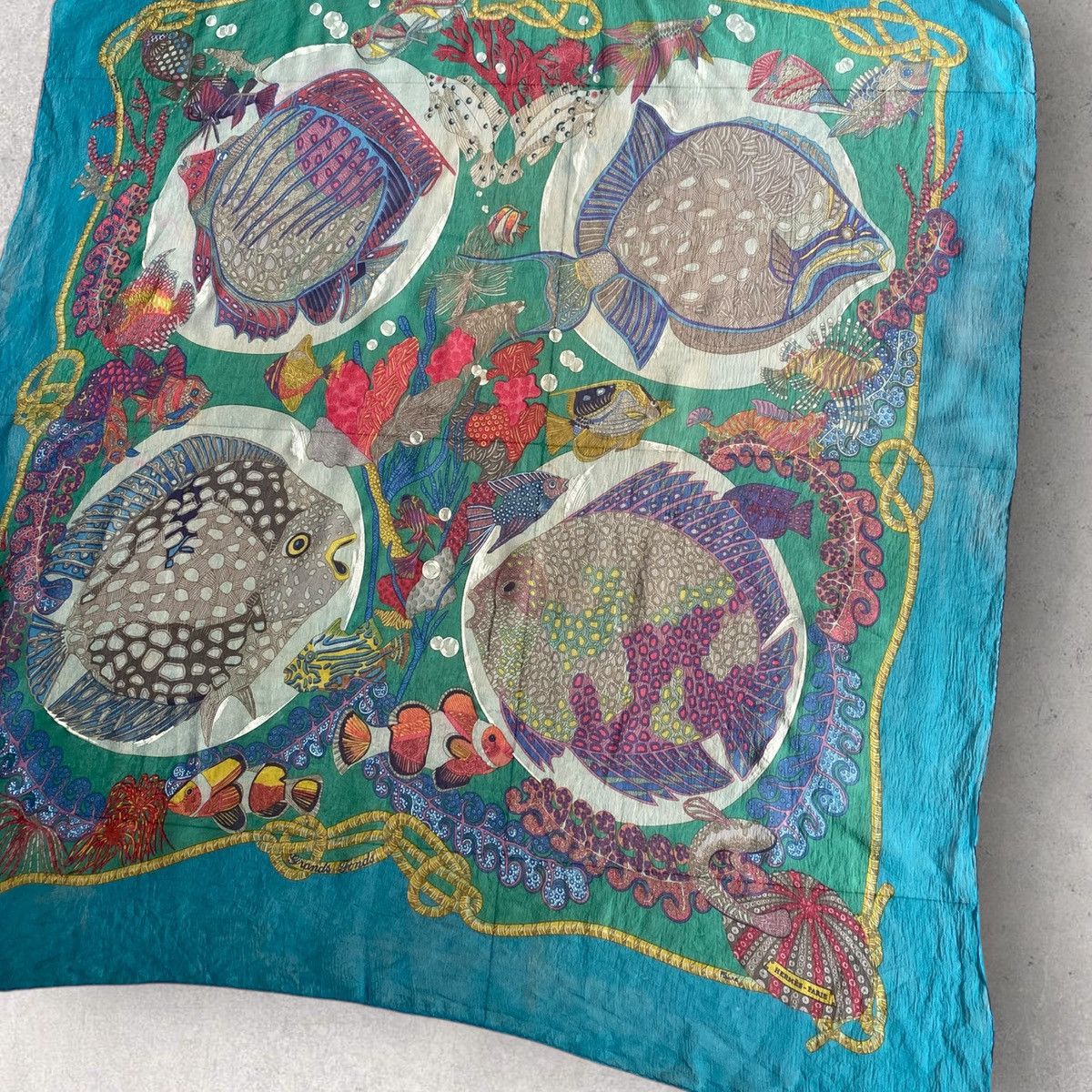 Hermes Hermes Grands Fonds Blue Silk Scarf Size ONE SIZE - 2 Thumbnail