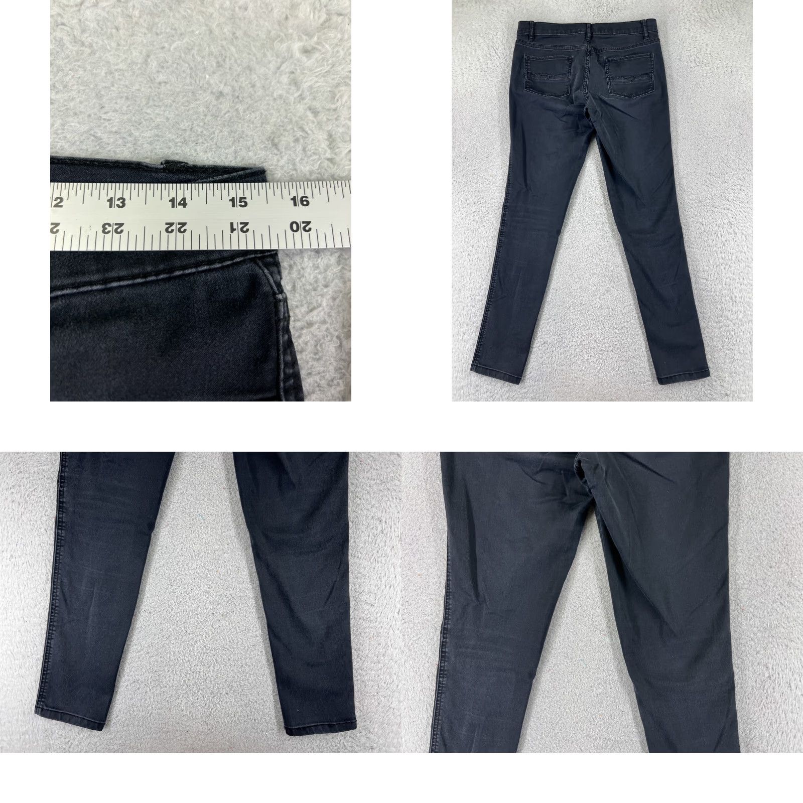 Vintage New York & Company Jeans Womens 8 Black Mid Rise 29x29 Skinny 5-Pocket Denim Cotton Blend Zipper Distressed 29 Inseam Regular Size 30" / US 8 / IT 44 - 9 Thumbnail