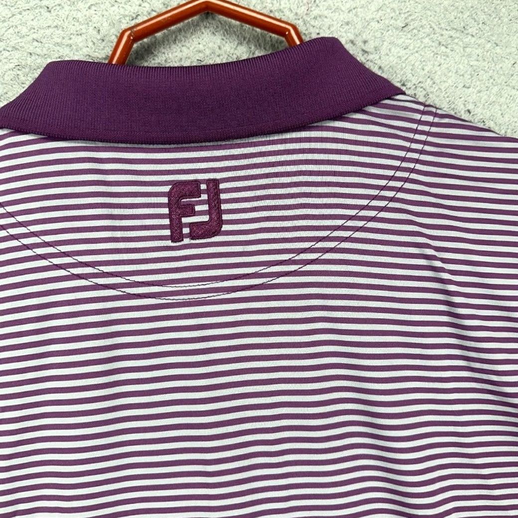 Footjoy FootJoy Shirt Mens XL Gray Golf Polo Adult Purple Grey Candy Striped Stretch Rugby Size US XL / EU 56 / 4 - 6 Thumbnail