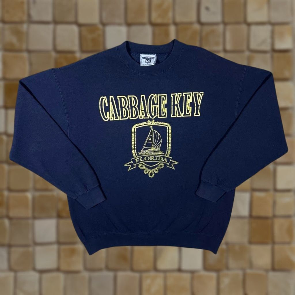 Lee Vintage Lee Cabbage Key Florida Souvenir Made In USA Navy Blue Sweatshirt Large Size US L / EU 52-54 / 3 - 1 Thumbnail
