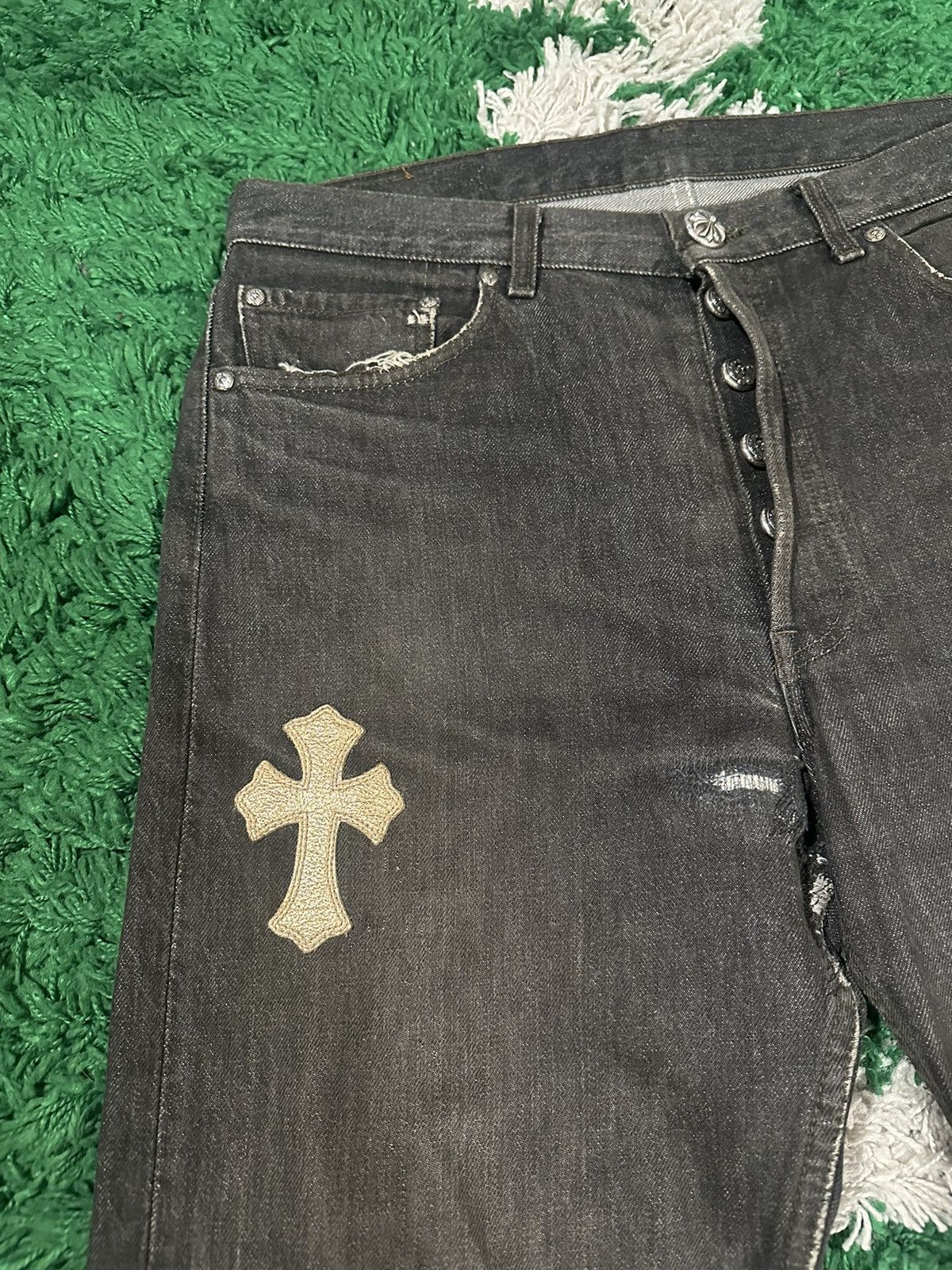 Chrome Hearts Chrome Hearts Levi’s 501 Grey Gold Patch Jeans Size US 33 - 3 Thumbnail