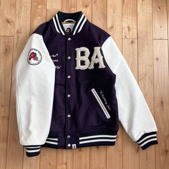 Bape BAPE LOGO Leather Sleeve Varsity Jacket a bathing ape Size US L / EU 52-54 / 3 - 2 Thumbnail