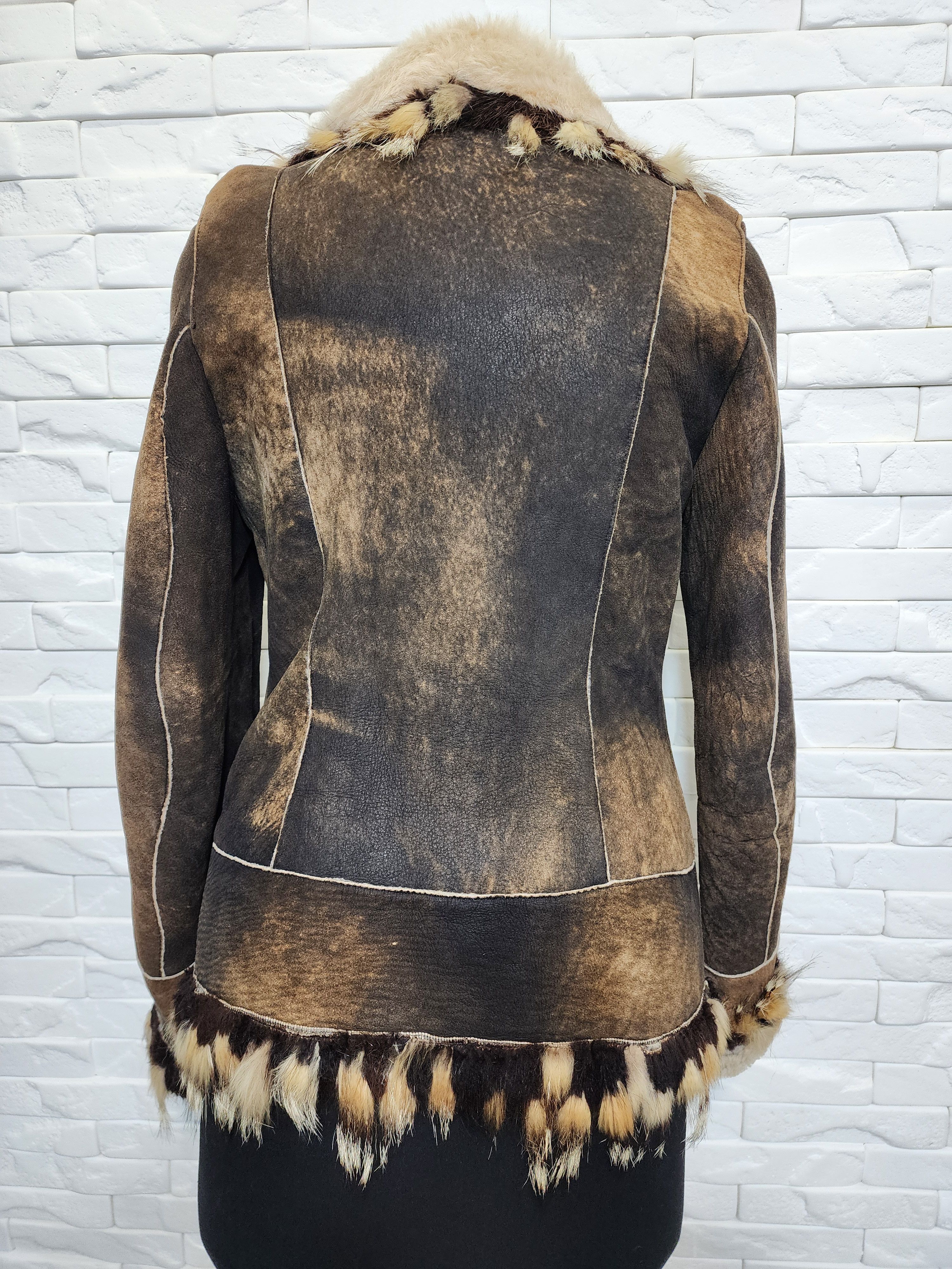 Genuine Leather Brown Sheepskin Coat: Women's Genuine Fur, Multi-Fur Collar Size M / US 6-8 / IT 42-44 - 4 Thumbnail