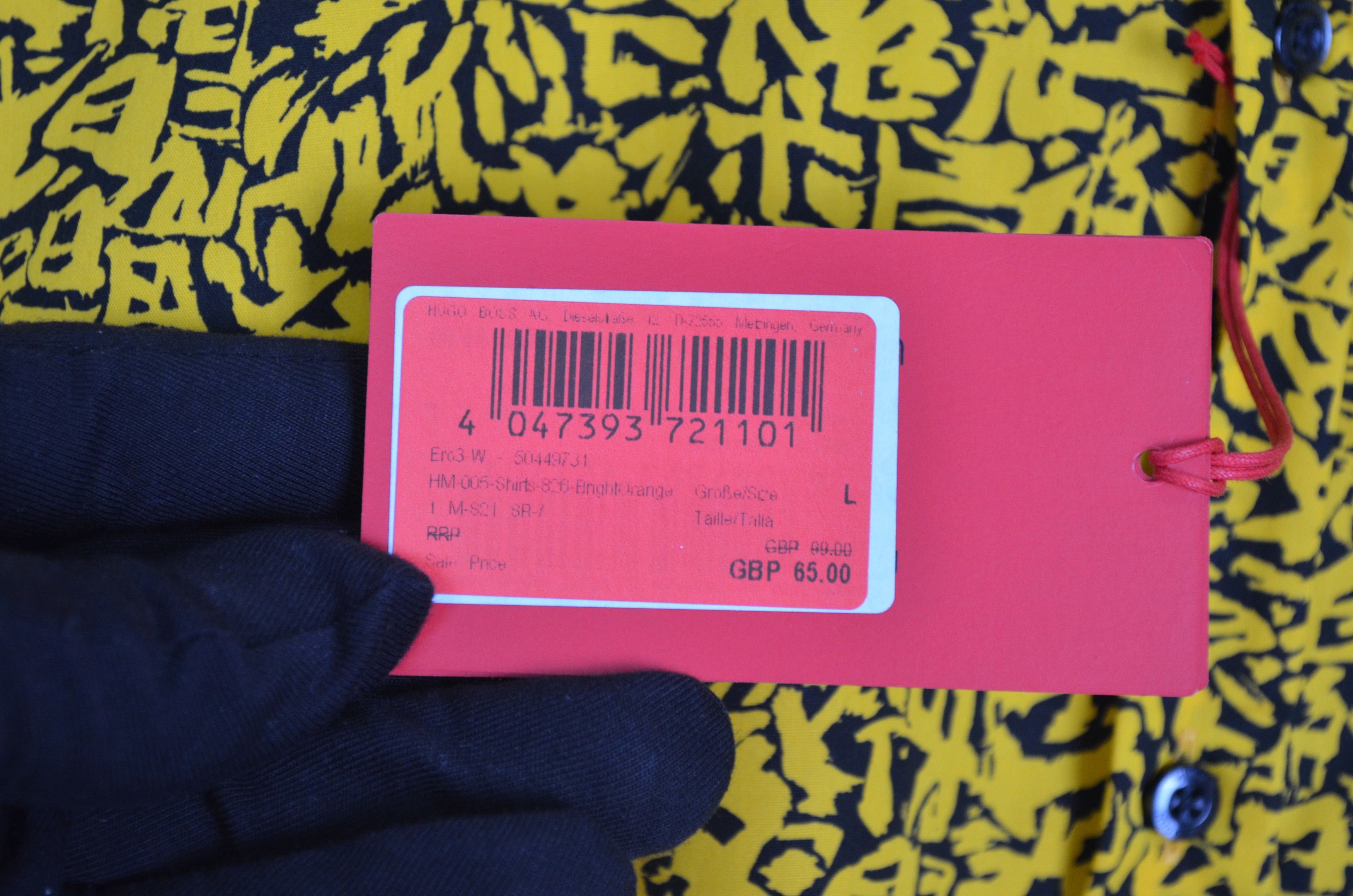 Hugo Boss Hugo Boss Yellow Abstract Print Extra Slim Fit Shirt Size M Size US M / EU 48-50 / 2 - 5 Thumbnail