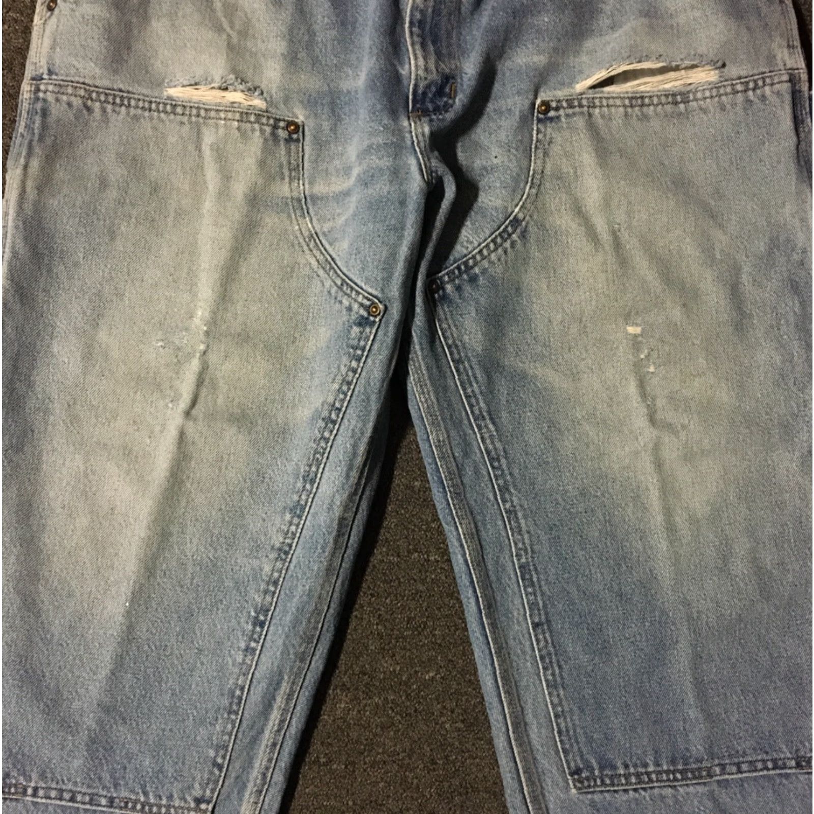 Carhartt VINTAGE Carhartt Jeans 42 Mens Denim 90s Grunge Distressed Double Knee USA Made Blue Western Trucker Work Destroyed Pants Size US 42 / EU 58 - 6 Thumbnail