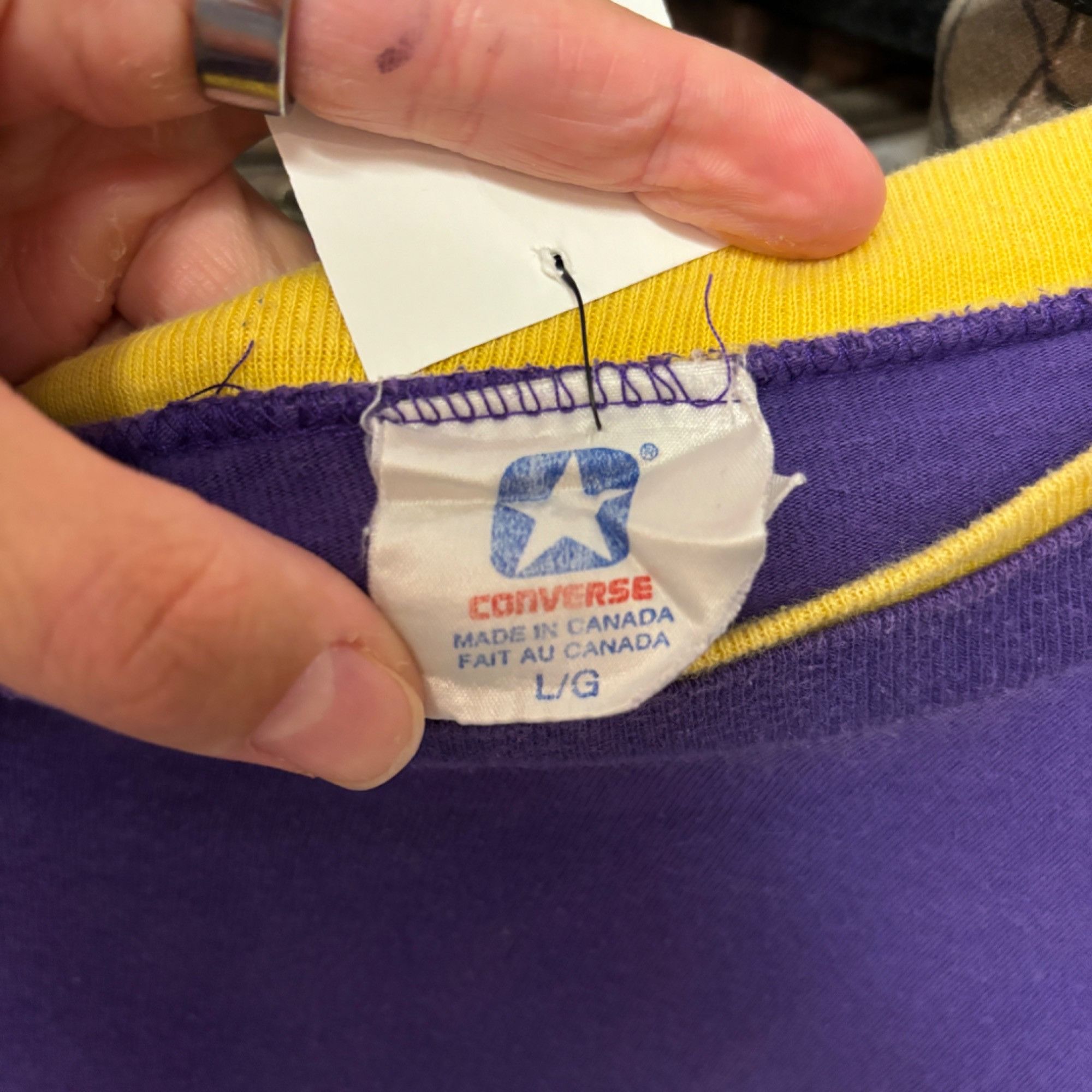 Converse L - Vintage Converse Purple & Yellow T Size US L / EU 52-54 / 3 - 4 Thumbnail