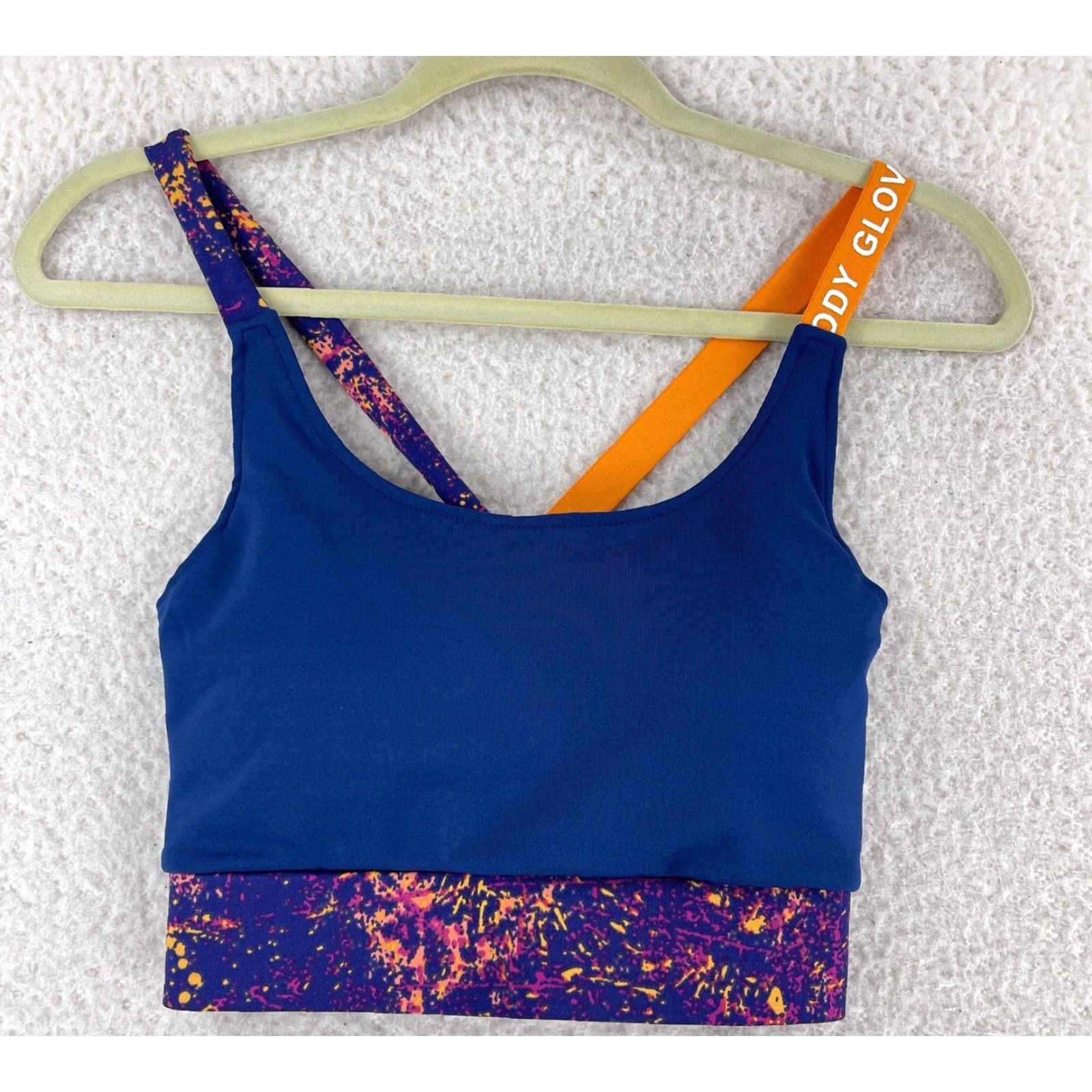 Body Glove Body Glove Sports Bra Womens Large Blue Orange Crossback Straps Padded Wireless Quick-Dry Breathable, 2-Color Spell Out Size ONE SIZE - 2 Thumbnail