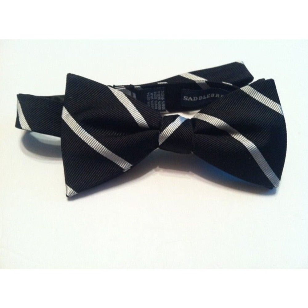 Saddlebred SADDLEBRED MENS NEW BLACK 100%SILK BOW TIE Size ONE SIZE - 1 Thumbnail
