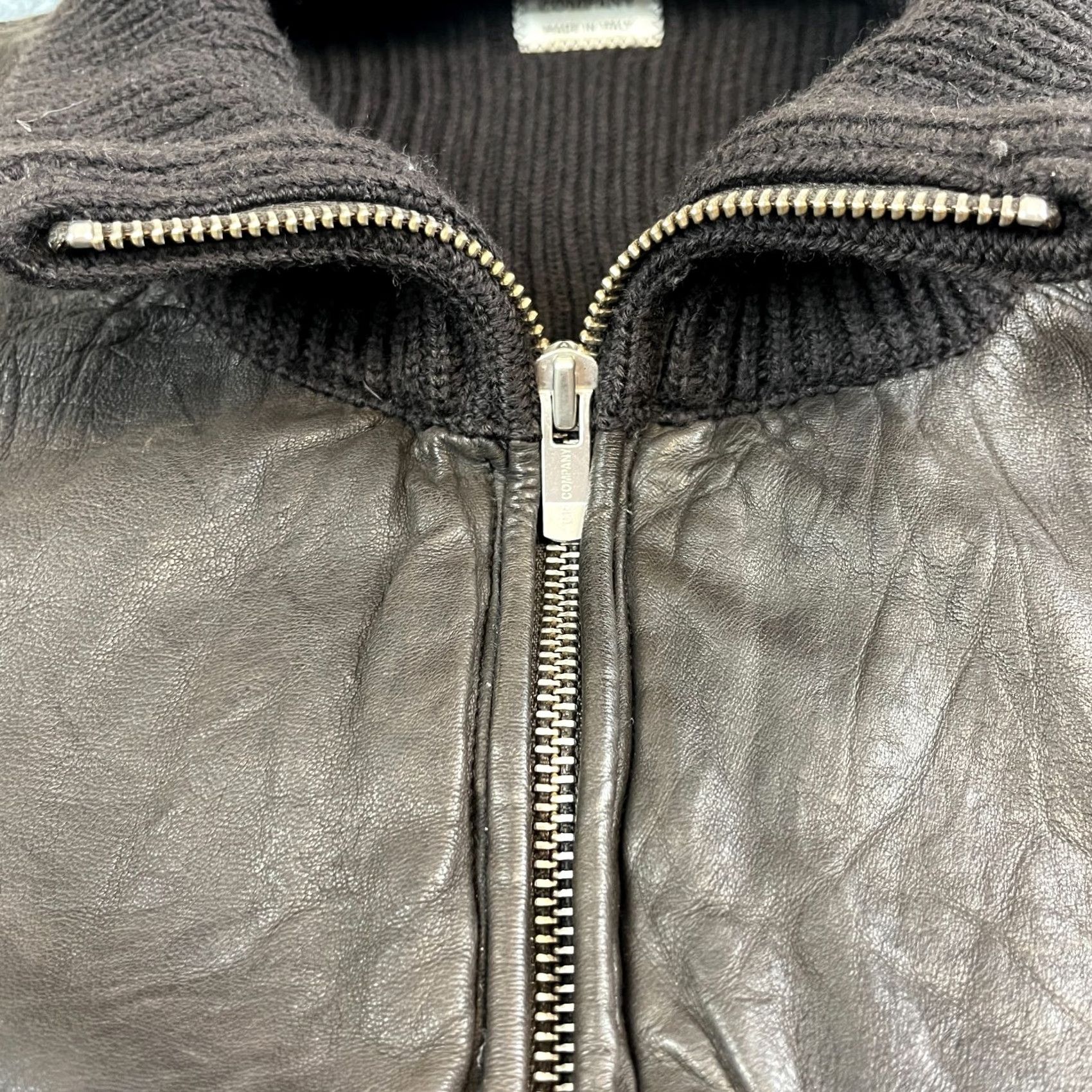 Vintage VINTAGE C.P. Company Jacket Leather Wool Hybrid XL Black 90s Era Italy Mens Bomber Zip Pockets Size US XL / EU 56 / 4 - 5 Thumbnail