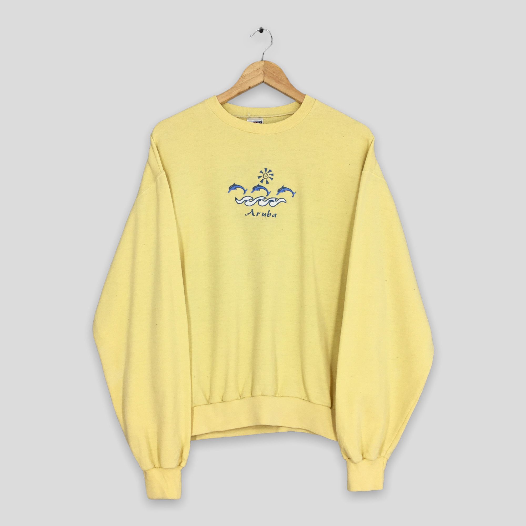 Vintage Vintage Aruba Beach Yellow Sweatshirt Medium Size US M / EU 48-50 / 2 - 1 Thumbnail