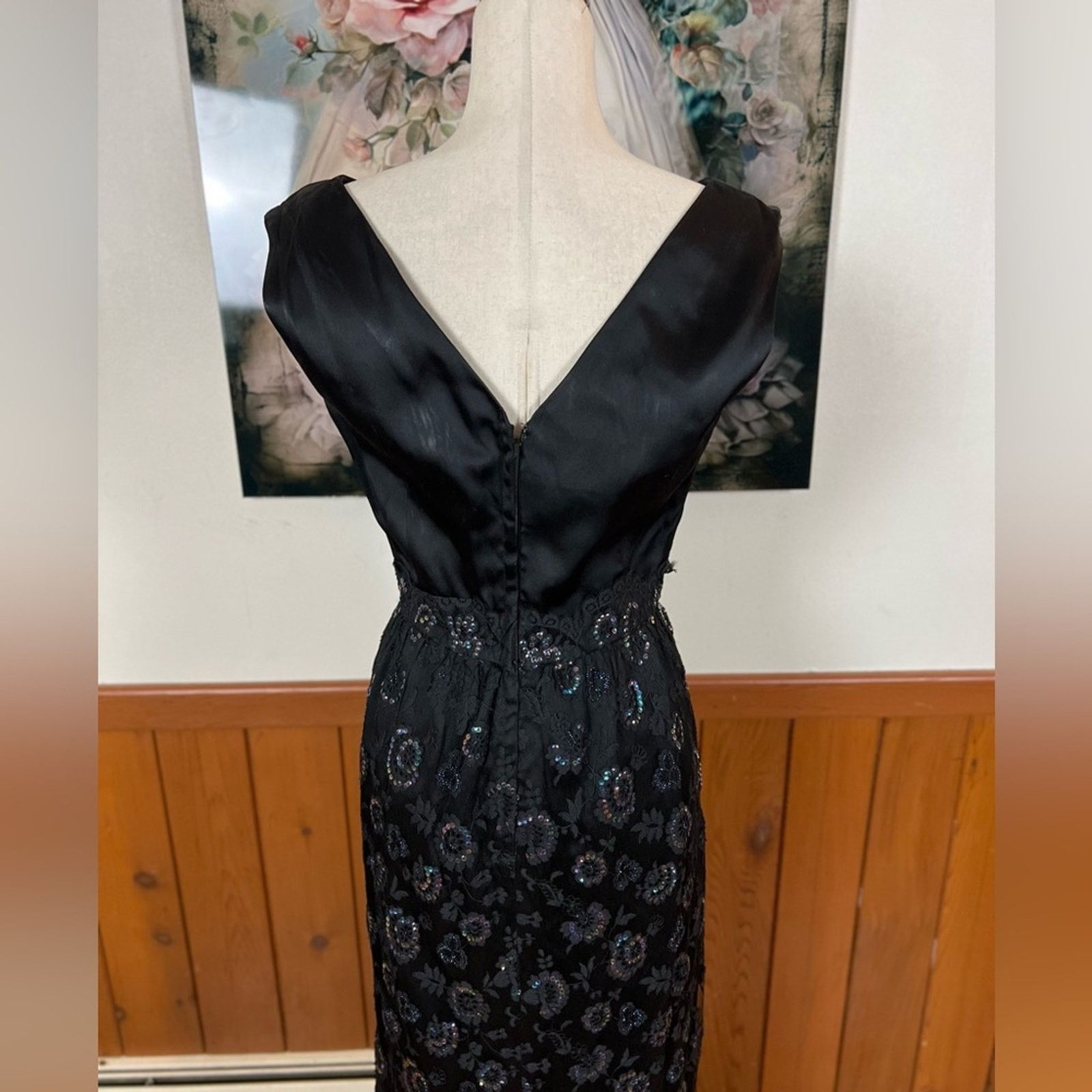 Vintage Vintage 1950s Fazzi Black Rainbow Sequin Cocktail Dress! Size L / US 10 / IT 46 - 6 Thumbnail