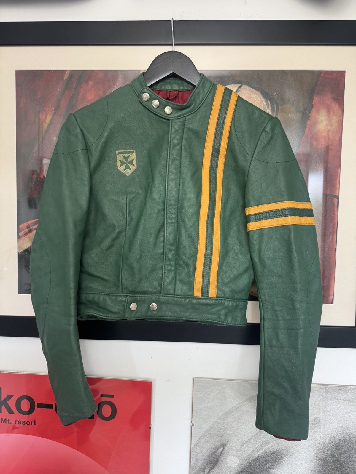 Vintage Vintage 90s Cropped Boxy Leather Racing Jacket Avant Garde Size M / US 6-8 / IT 42-44 - 1 Thumbnail