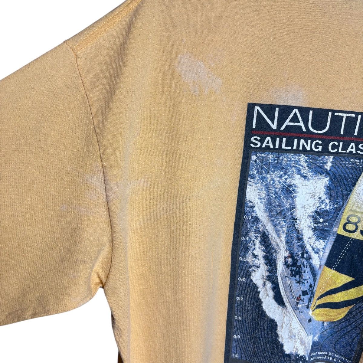 Nautica × Vintage Vintage 90s Nautica Sailing Gear Distressed T-Shirt Size US L / EU 52-54 / 3 - 5 Thumbnail